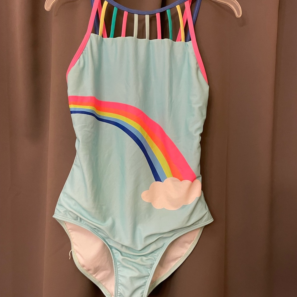 Girls XL one piece swimsuit rainbow cutout